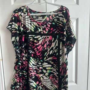 Worthington Black and Pink Patterned Blouse